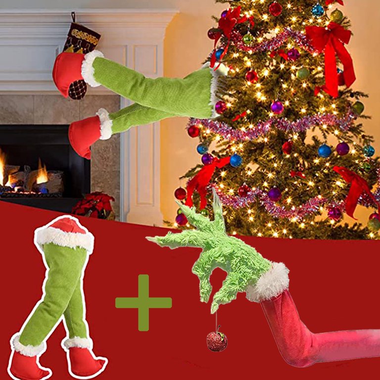 2pcs Christmas Green monster Plush Doll Christmas Tree Decoration