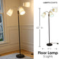 Multi Head Floor Lamp - 3 Light Adjustable Floor Lamp - Standing Lamp with 3 Adjustable White Fabric Drum Shades (Black)