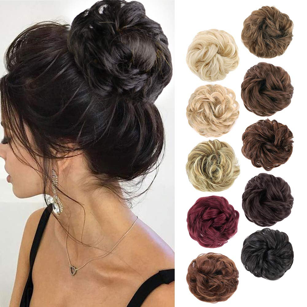 1PCS Messy Hair Bun Hair Scrunchies Extension Curly Wavy Messy Synthetic Chignon for Women Updo Hairpiece