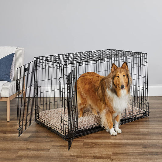 Newly Enhanced Single & Double Door Icrate Dog Crate, Includes Leak-Proof Pan, Floor Protecting Feet, Divider Panel & New Patented Features