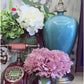 ,Artificial Flowers with Vase, Fake Peony Flowers in Gray Vase,Faux Flower Arrangements for Home Decor,Light Lilac ,Small