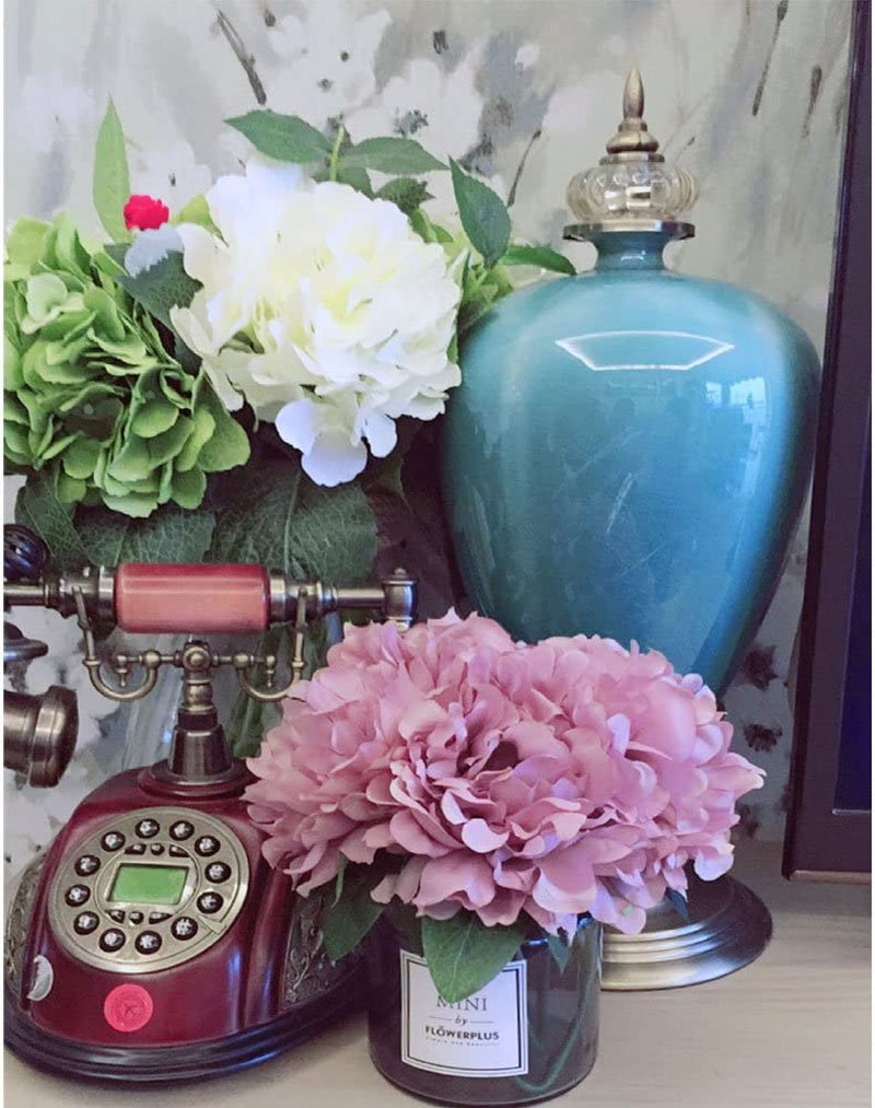 ,Artificial Flowers with Vase, Fake Peony Flowers in Gray Vase,Faux Flower Arrangements for Home Decor,Light Lilac ,Small
