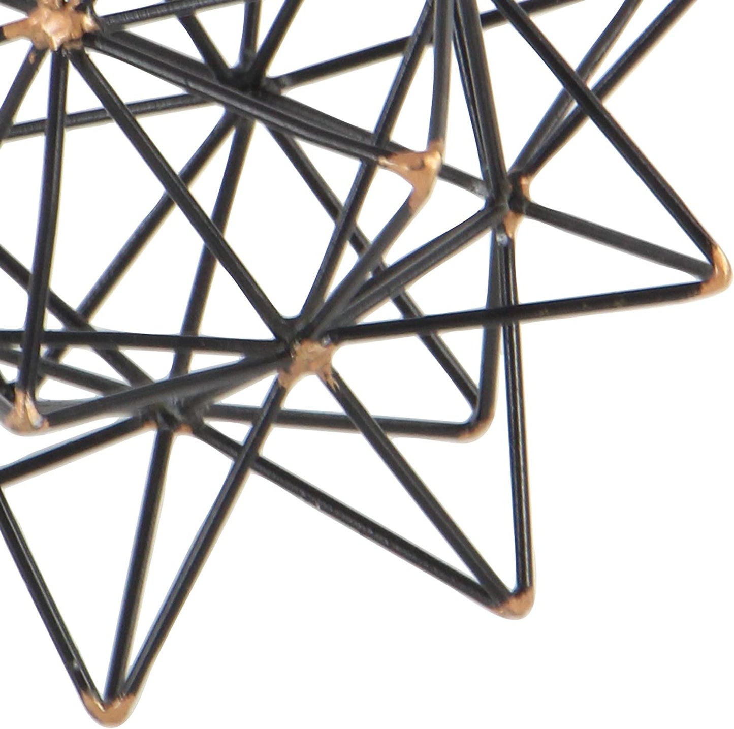 Metal Geometric Sculpture with Gold Accents, 7" X 7" X 7", Black