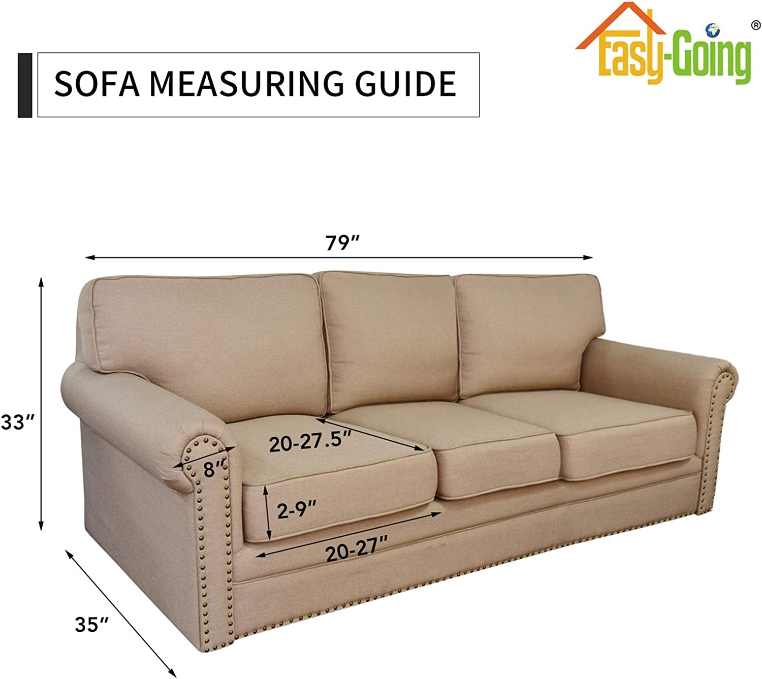 4 Pieces Stretch Couch Cover Sofa Cover for Dogs Washable Sofa Slipcover for 3 Separate Cushion Couch Spandex Jacquard Fabric Elastic Furniture Protector for Pets, Kids (Light Gray, Sofa)