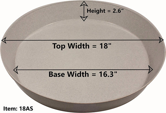 Austin Planter 18 Inch (16.3 Inch Base) 5 Pack- Plant Saucers - Black Colored Polypropylene – Heavy Duty Indoor/Outdoor Tray and Drip Pan – Collects Flower Pot Drainage and Excess Water– Made in USA
