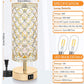 Set of 2 Touch Control Crystal Table Lamps with 2 USB Ports, 3-Way Dimmable Bedside Nightstand Gold Lamps with Decorative Crystal, Small Table Lamps for Bedrooms Living Room, Led Bulbs Included