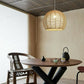 WUZSTAR Retro Woven Wicker Ceiling Light Fixture Rattan Shade Farmhouse Hanging Pendant Lamp