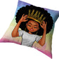 Plush Pillow Cases Black Girl Magic Throw Pillow Covers for Girls,African American Women Girl with Crown Pillowcase,Afro Girls Black Queen Princess Cushion Cover Cases,Pink Colorful ,18 X 18 Inch