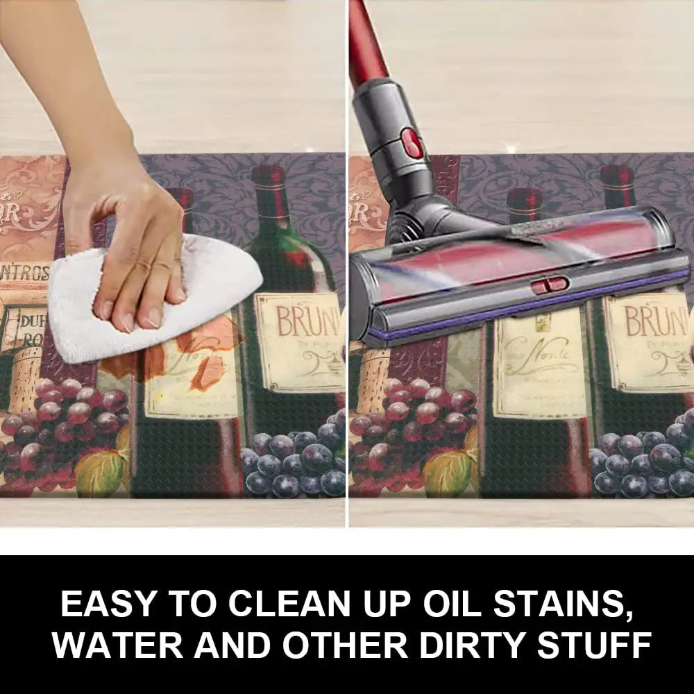 Kitchen Mat Set of 2 Cushioned anti Fatigue Mat, Wine Print Cushioned Kitchen Rug 18"X59"+18"X30", Waterproof Non Slip Comfort Kitchen Mats for Floor, Memory Foam Kitchen Rugs and Mats