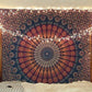 Indian Hippie Bohemian Psychedelic Golden Blue Peacock Mandala Wall Hanging Bedding Tapestry (Golden Blue, Queen (84X90Inches)(215X230Cms))