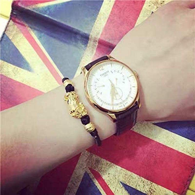 Feng Shui Black Obsidian Wealth Bracelet for Women Men Adjustable Elastic Leather Jewerly