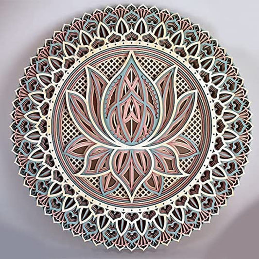 Metal Wall Hanging Mandala Color Wall Art • Wall Hanging Yoga Decoration • Lotus Mandala Art Wall • Layered Wall Decoration • Hanging Sculpture • Rural Art • Random Color