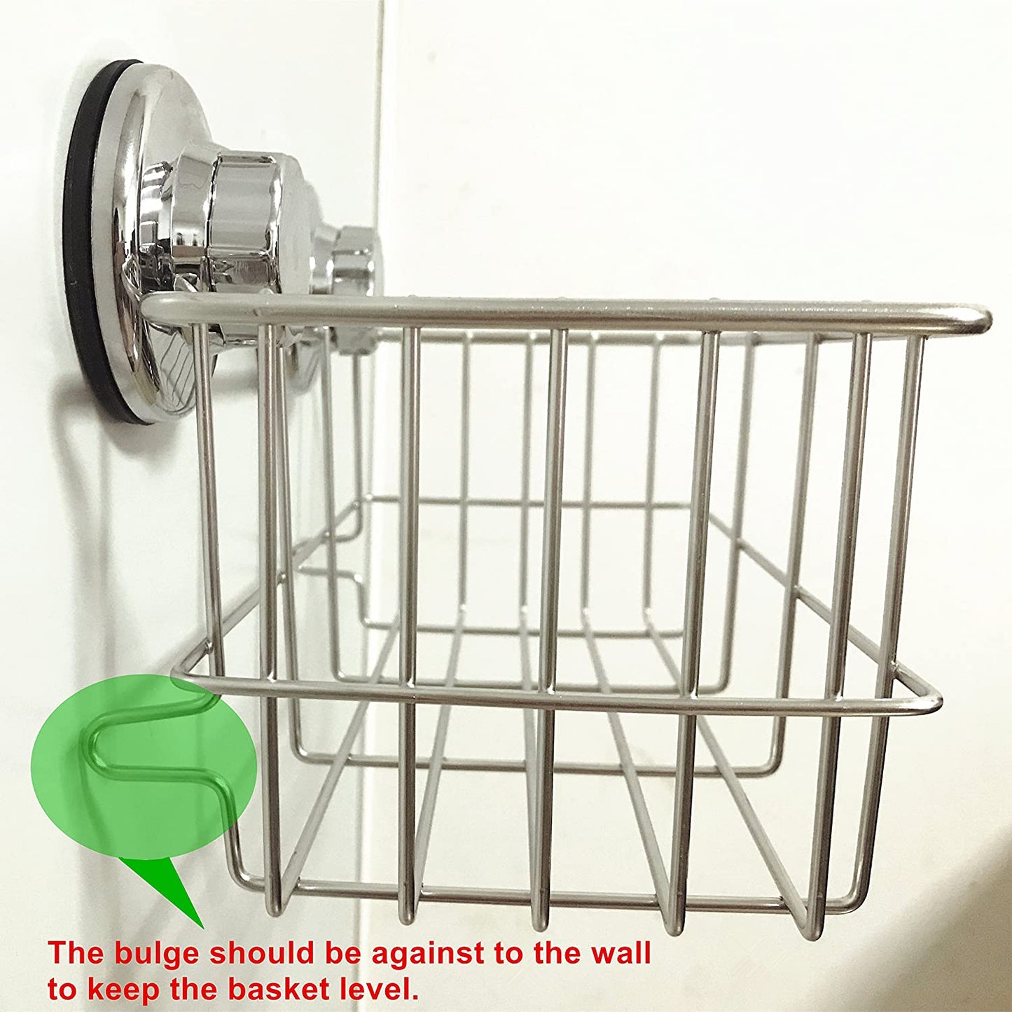 Suction Cup Deep Shower Caddy Bath Wall Shelf for Large Shampoo Shower Gel Holder Bathroom Storage - Rustproof Stainless Steel