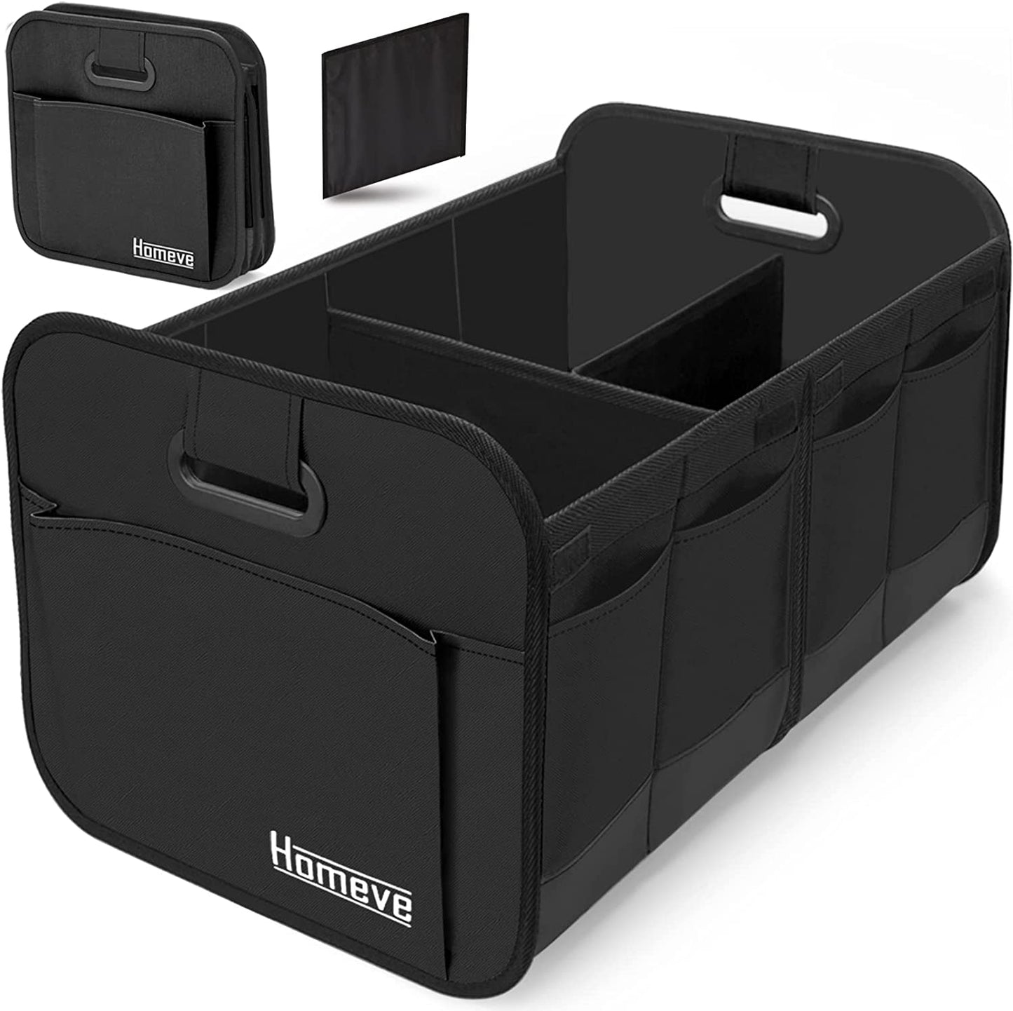 Trunk Organizer for Car, Car Storage, Reinforced Handles, Collapsible Multi-Compartment Car Organizers Foldable and Waterproof, 600D Oxford Polyester, Suitable for Any Car, SUV, Mini-Van, Black
