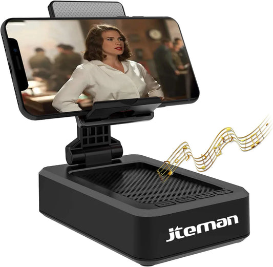Cell Phone Stand with Wireless Bluetooth Speaker and Anti-Slip Base HD Surround Sound Perfect for Home and Outdoors with Bluetooth Speaker for Desk Compatible with Iphone/Ipad/Samsung Galaxy