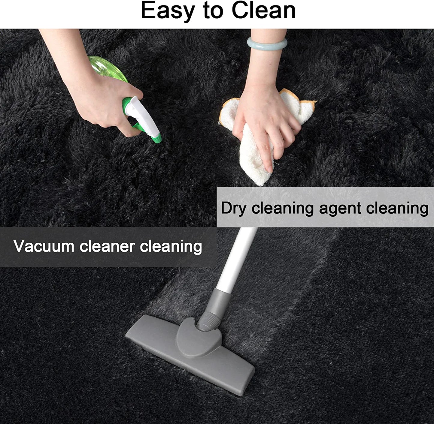 Modern Fluffy Area Rug 5X8 Feet Black Rug Plush Rugs for Living Room Bedroom Shag Rugs Dorm Decor for College Kid Rug Fuzzy Carpet for Boys Girls Home Decor Large Throw Rug Non-Slip
