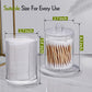 4 Pcs, 10 OZ Qtip Holder Dispenser for Cotton Ball, Cotton Swab, Cotton round Pads, Floss - Clear Plastic Apothecary Jar Set for Bathroom Canister Storage Organization, Vanity Makeup Organizer