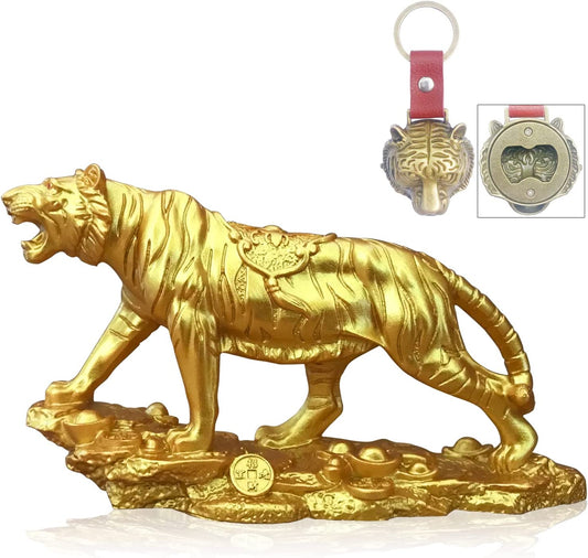 Chinese Feng Shui Resin Tiger Statue Sculpture Home Office Decoration Tabletop Decor Ornaments for Wealth and Success Good Lucky Gifts