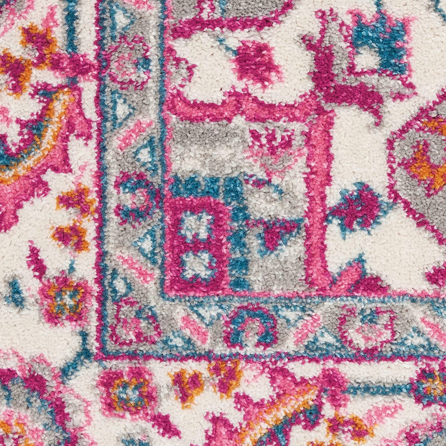 Passion Bohemian Light Grey/Pink 5'3" X 7'3" Area Rug, Easy Cleaning, Non Shedding, Bed Room, Living Room, Dining Room, Kitchen (5X7)