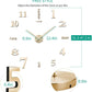 3D DIY Wall Clock Decor Sticker Mirror Frameless Large DIY Wall Clock Kit for Home Living Room Bedroom Office Decoration (Gold)