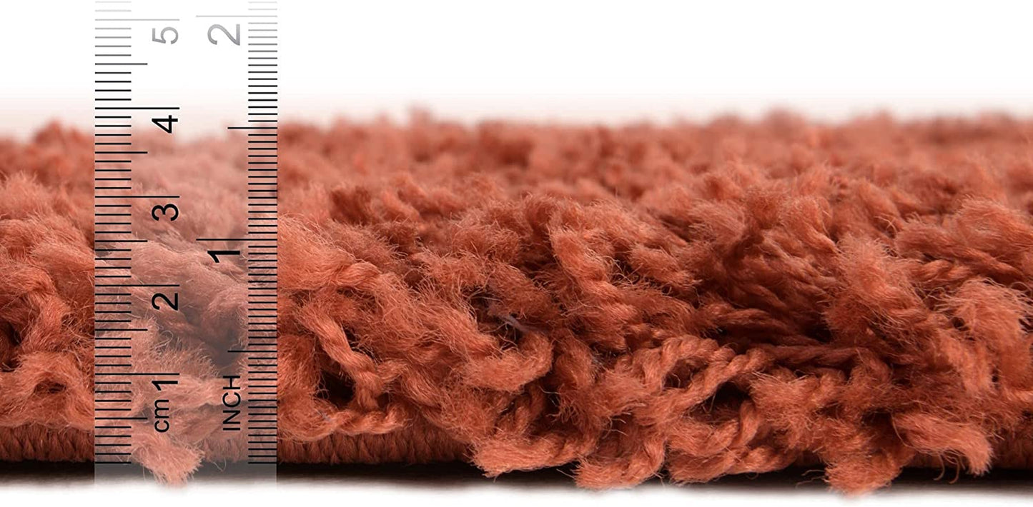 - Über Cozy Solid Shag Collection Rug – 5' X 8' Terracotta Shag Rug Perfect for Bedrooms, Dining Rooms, Living Rooms, 5 X 8 Feet