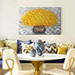 Handmade Yellow Flower Wall Art on Canvas One Piece Painting Gray Modern Abstract Artwork