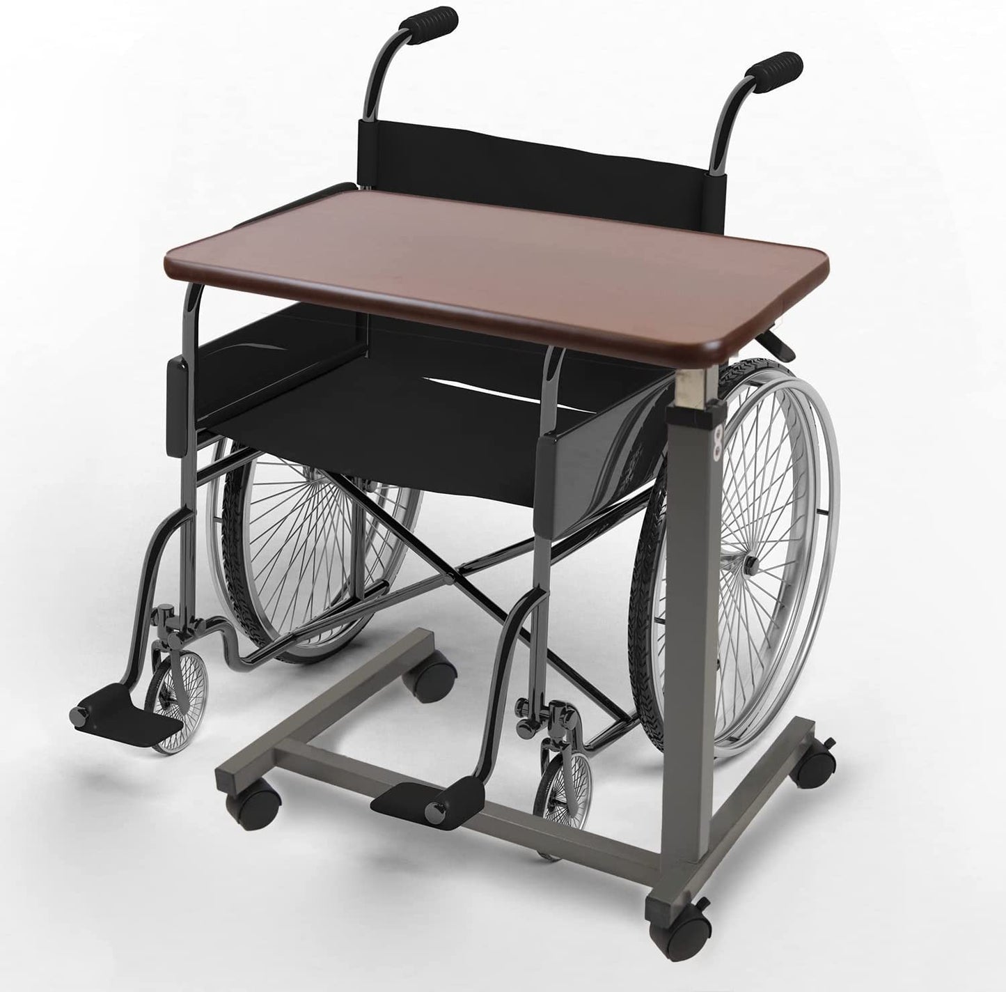 Medical Adjustable Overbed Bedside Table with Wheels (Hospital and Home Medical Use)