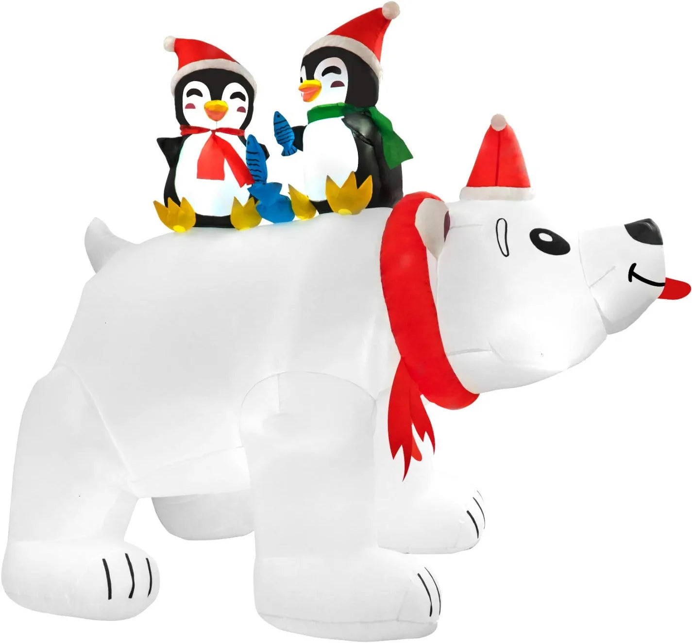 Christmas Inflatables Polar Bear with Penguin 6.5 Ft Christmas Blow up Yard Decorations Christmas Outdoor Decoration for Garden