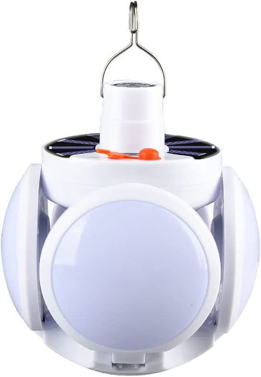 Solar Camping Lantern,  LED Rechargeable Lantern with Hanging Hook, Folding Football Light Bulb Portable Tent Lights for Camping, Home, Tent, Office, Workshop, Outdoor, Emergency Outages