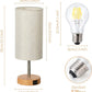 Bedside Lamp with USB Port - Touch Control Table Lamp for Bedroom Wood 3 Way Dimmable Nightstand Lamp with round Flaxen Fabric Shade for Living Room, Dorm, Home Office (LED Bulb Included)