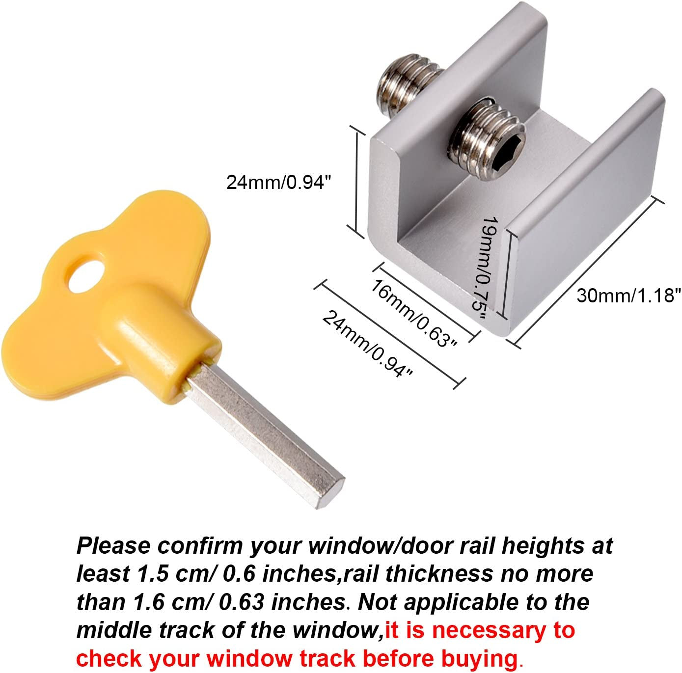 Sliding Window Locks Window Stoppers Aluminum Alloy Adjustable Window Security Safety Locks Garage Door Frame Child Proof Security Lock with Keys for Bedroom Home and Office (4 Sets)