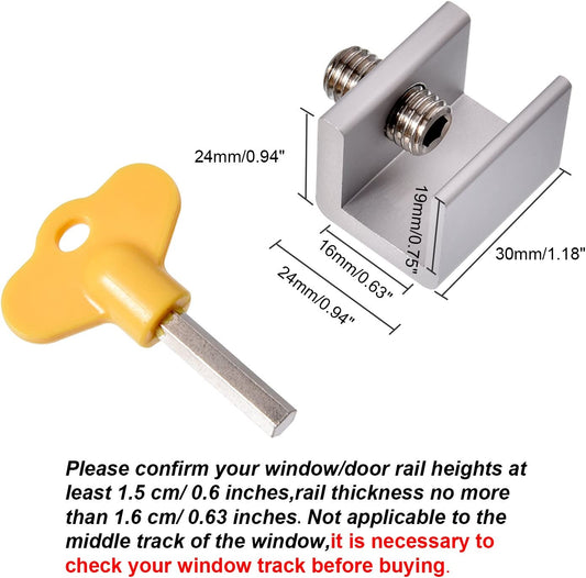 Sliding Window Locks Window Stoppers Aluminum Alloy Adjustable Window Security Safety Locks Garage Door Frame Child Proof Security Lock with Keys for Bedroom Home and Office (4 Sets)