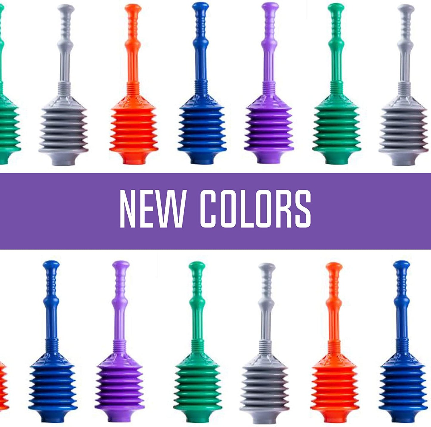Professional Bellows Accordion Toilet Plunger, Thrust Plunge Removes Heavy Duty Clogs from Clogged Bathroom Toilets, Power Plungers, Jackson Parent (Purple)