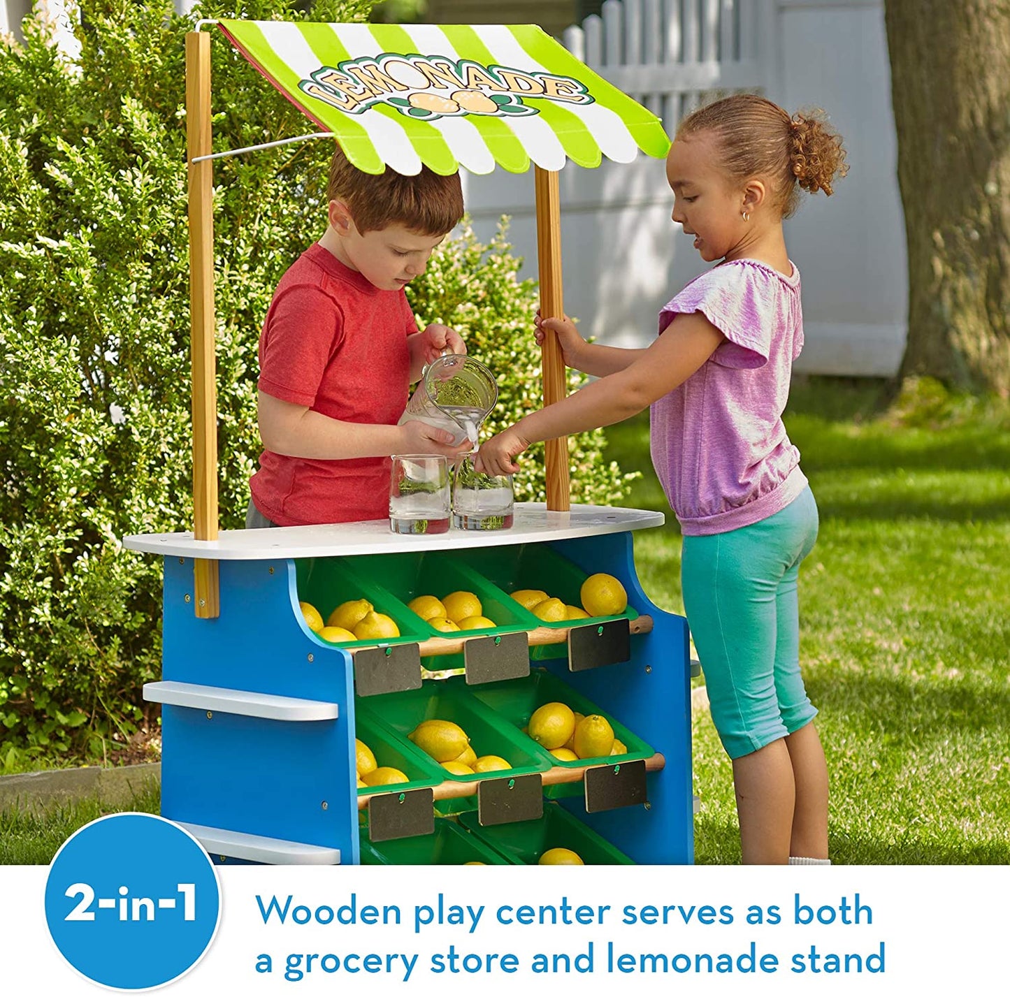 Melissa & Doug Wooden Grocery Store and Lemonade Stand & Let'S Play House! Grocery Cans