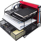 Desk Organizer 3 Tray W/Sliding Drawer and Hanging File Holder, Black