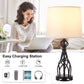 Set of 2 Touch Control Table Lamp with 2 USB Ports, 3-Way Dimmable Modern Nightstand Lamp Sets, Bedroom Lamp Set of 2 with Fabric Shade, Bedside Touch Desk Lamp for Bedroom Living Room(Bulbs Included)