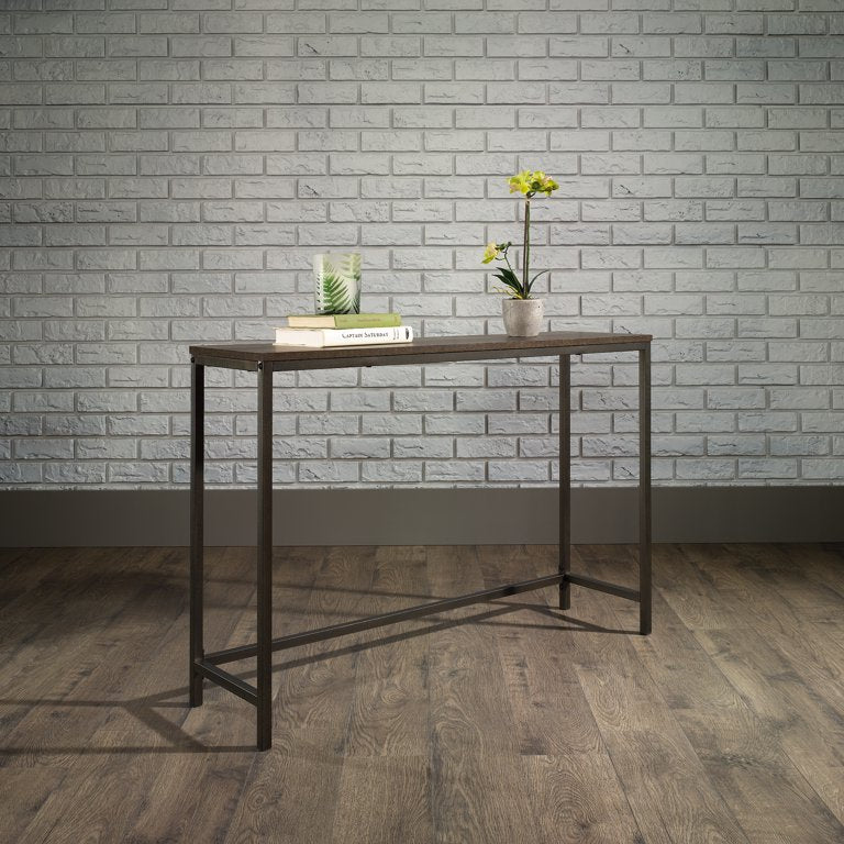 Curiod Metal Frame Sofa Console Table, Smoked Oak Finish