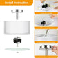 3-Light Semi Flush Mount Ceiling Light Fixture, Drum Light with Double Fabric Shade, Modern Close to Ceiling Lights for Living Room, Bedroom, Dining Room, Kitchen, Hallway, Entry, Foyer