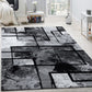 Area Rug Modern Abstract Paint Effect in Black Grey for Living-Room, Size: 2'8" X 4'11"