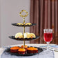 Black round Plate 3 Tiered Serving Stand Tray Cake Stands Cupcake Holder Dessert Stand Table Decorations for Party Kids Birthday Tea Party Baby Shower