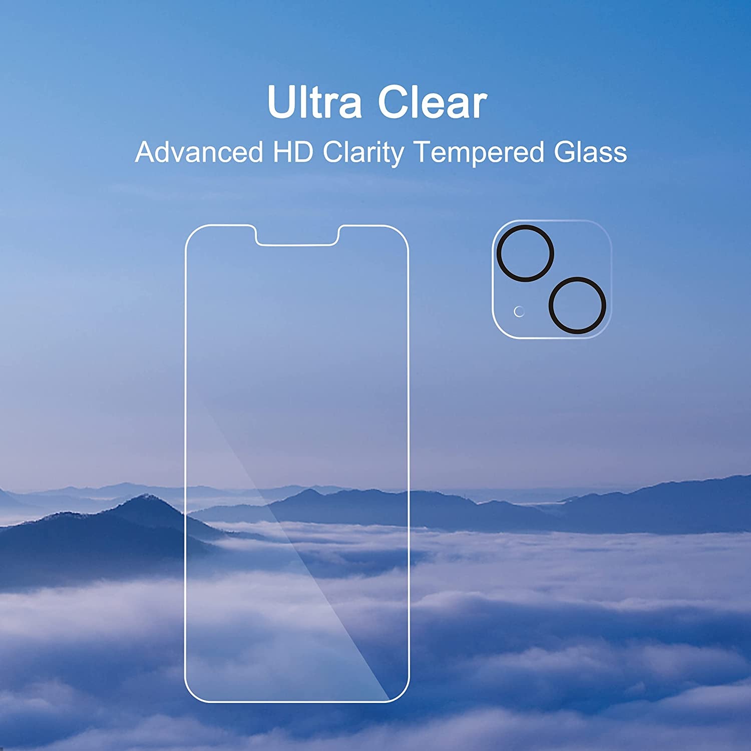 Ailun 2 Pack Screen Protector for Iphone 13 [6.1 Inch Display]With 2 Pack Tempered Glass Camera Lens Protector,[9H Hardness]-Hd