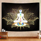 Seven Chakra Yoga Tapestry Wall Hanging,Mandala Eyes Meditation Zen Small Tapestry for Meditation Studio Room, Black Golden Lotus Spiritual Tapestries for Living Room Bedroom Dorm Home 80X60Inch