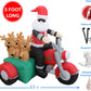 5 Foot Tall Christmas Inflatable Santa Claus and Three Reindeer on Motorcycle Outdoor Indoor Decoration