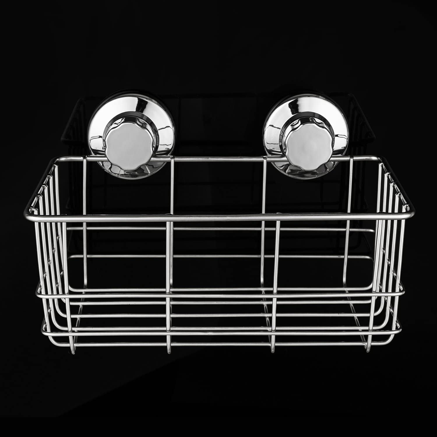 Suction Cup Deep Shower Caddy Bath Wall Shelf for Large Shampoo Shower Gel Holder Bathroom Storage - Rustproof Stainless Steel