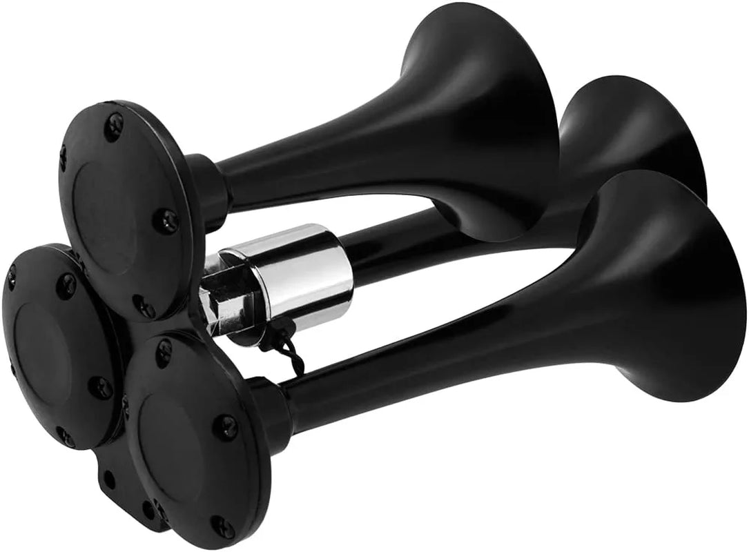 Train Horn for Truck/Car. 3 Air Horn Black Trumpets. Super Loud Db. Fits 12V/24V Vehicles like Semi/Pickup/Jeep/Rv/Suv VXH3311B
