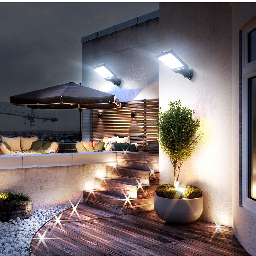 1200W LED Solar Flood Light Motion Sensor Security Wall Street Yard Outdoor Lamp