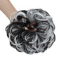 Hair Bun Extensions Messy Curly Hair Scrunchies Hairpieces Synthetic Donut Updo Hair Pieces for Women Girls 1PCS Natural Black Mix White