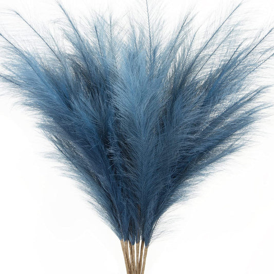 7-Pcs 38"/3.1FT Faux Pampas Grass Large Tall Fluffy Artificial Fake Flower Boho Decor Bulrush Reed Grass for Vase Filler Farmhouse Home Wedding Decor (Blue)