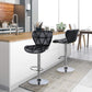 2Pcs Adjustable Bar Stools PU Leather Swivel Bar Chair with Shell Back Black Pub Chairs Counter Height Home Kitchen Dining Room Chairs