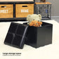 Storage Ottoman with Faux Leather Foldable Small Square Foot Rest Stools Coffee Table Black 11.8"X 11.8" X 11.8"
